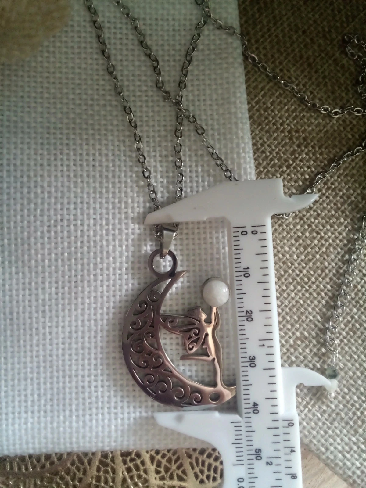 Collier petite fée, lune et pierre de lune – photo 2